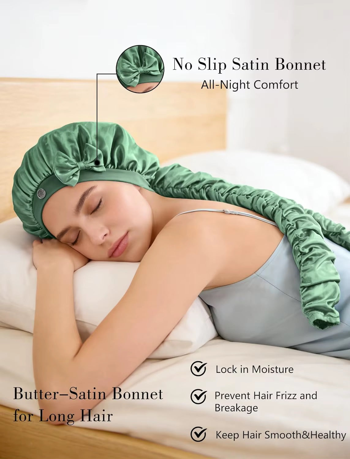 Long Hair Satin Bonnet