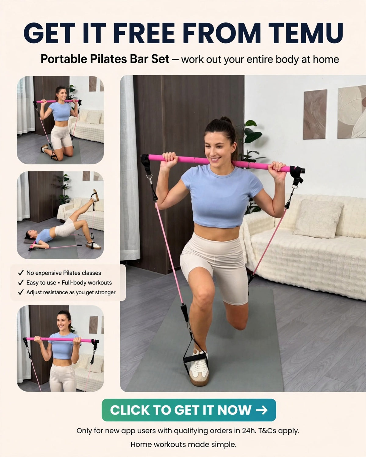 Pilates Bar with Resistance Bands